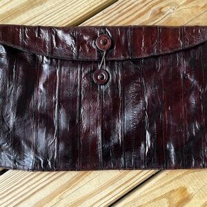 Rare Vintage Eel Skin Leather Messenger Bag